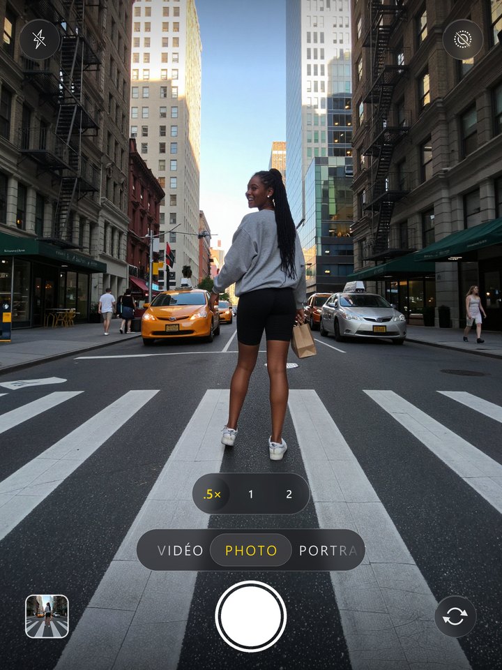 Écran de l’appareil photo de l’iPhone avec une photo IA générée par Pulse Studio