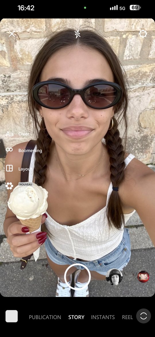 La même photo dans l’écran de la caméra Instagram